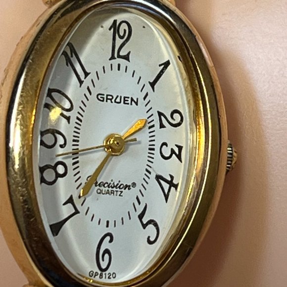 Ladies Gruen Precision Watch Bangle Cuff Gold Toned Womens - Picture 7 of 9